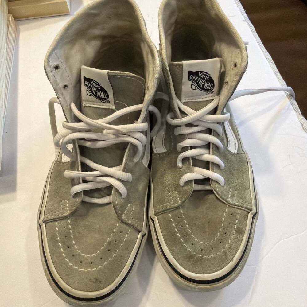 Vans Sk8-Hi Shoes W-5.5 M-4.0 Sage/White Suede High Top Skater Grunge Wear Shoes